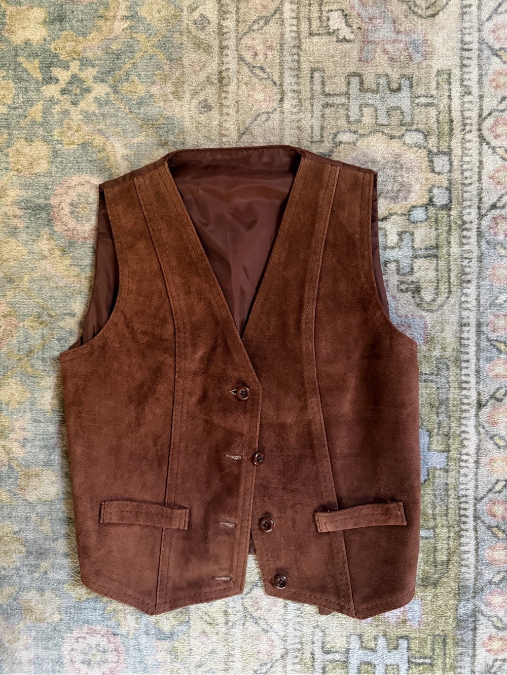 Vintage Brown Suede Vest - Classic Tailored Style